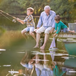 3 - Retiree + grandchildren fishing