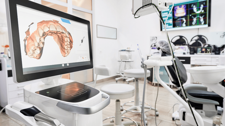 Dental intraoral scanner in modern clinic