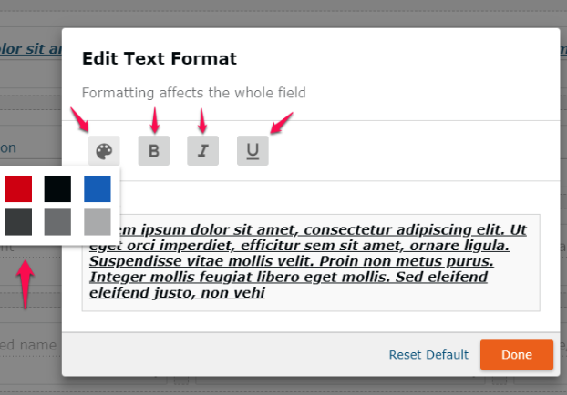 Edit Text Format