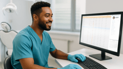 Dental Hygienist using Curve Dental Software for Automated Insurance Verification