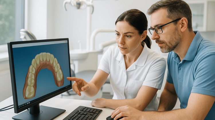 Dentist Using Dental CAD Software