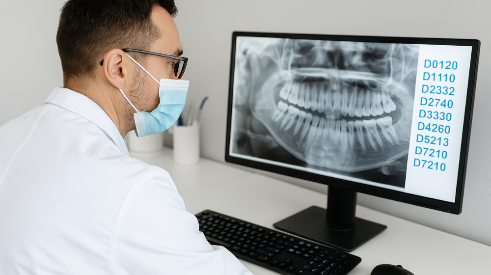 Male Dentist Looking at X-Ray on Computer