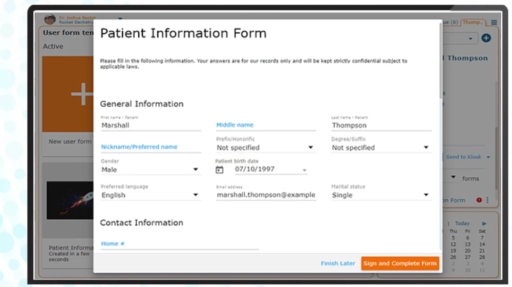 Curve Dental digital forms