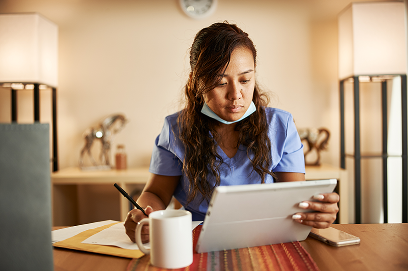 woman working remotely